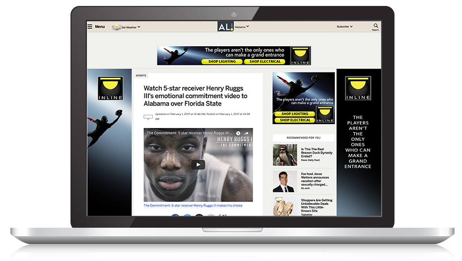 Case Study Inline Lighting Alabama Media Group Click Image Above To View Al Signing Day Coverage